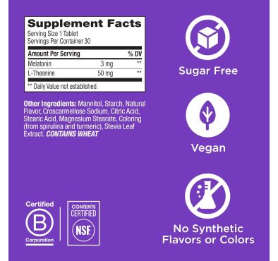 Relaxing Sleep 3 mg Melatonina rápida disolución Manzana. 30 tabs