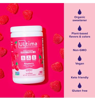 Electrolitos Veganos Sin Azúcar, Sin Calorías, sabor Frambuesa.