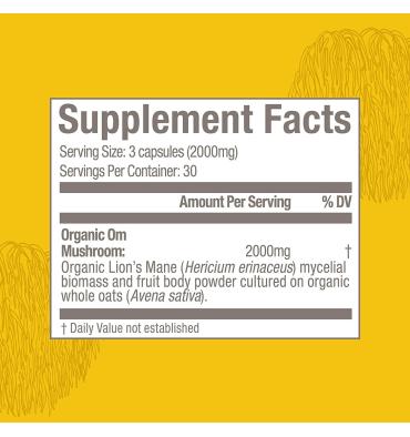 Hongo Melena de León, Memoria, Concentración y Salud Nerviosa. 90 caps.