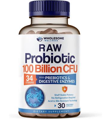 Probióticos RAW Orgánicos para Hombre 100 billion, 30 caps