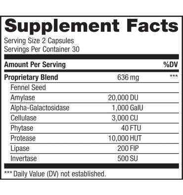 Gas Stop a base de Enzimas Digestivas. 60 vcaps.