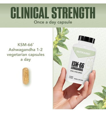 Nutrabio, Ashwagandha KSM 66 600 mg. 2 tamaños