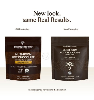 "5 Defenders Hot Chocolate"; Mezcla de Hongos Orgánicos Sin Endulzar. 240 gr.