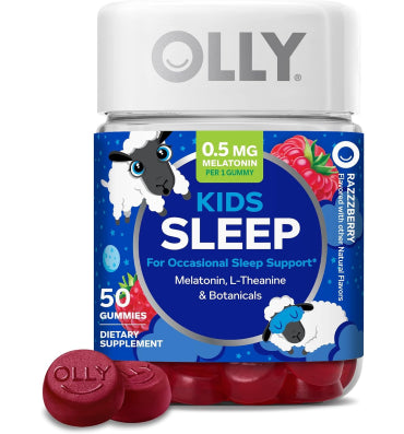 OLLY, Kids Sleep, soporte para descanso nocturno sabor Raspberry. 50, 70 y 90 gomitas