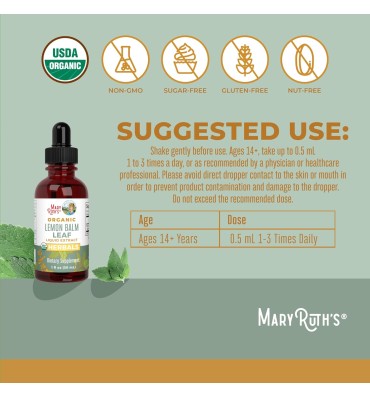 MaryRuth Organics Extracto líquido de Hoja de Lemon Balm 30 ml.