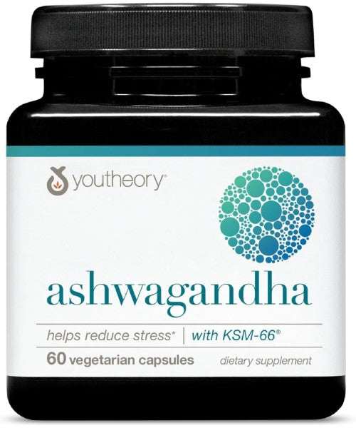 Youtheory, Ashwagandha Orgánica con KSM-66. 60 cápsulas vegetarianas