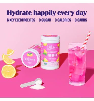 Electrolitos Veganos Sin Azúcar, Sin Calorías, Pink Lemonade