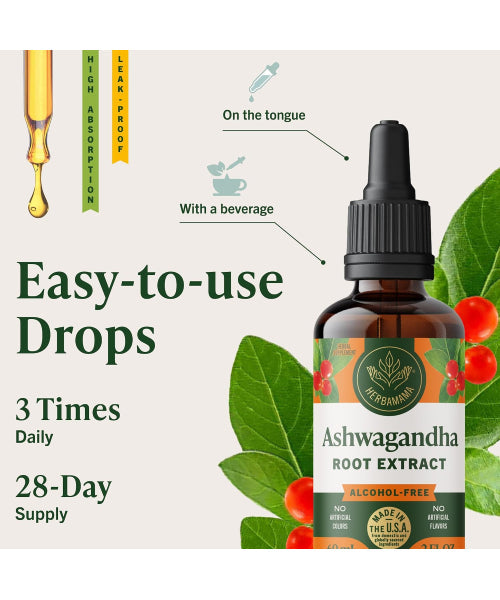 Herbamama, Raíz de Ashwagandha líquida para Mujer. 60 y 120 ml.