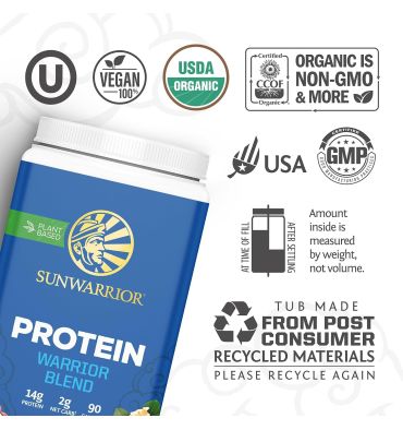 Proteína Warrior Blend Vegana sabor Crema de Cacahuate. 750 gr.