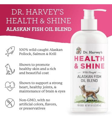 Health and Shine Alaskan Fish Oil Blend for Dogs. 454 ml.