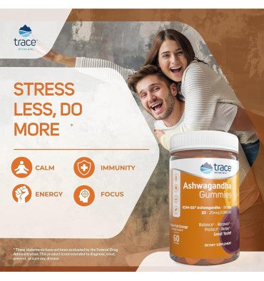 Trace Minerals, Ashwagandha 300 mg. sabor Passion Fruit. 60 gomitas