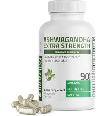 Bronson, Ashwagandha Extra Fuerte. 4 tamaños