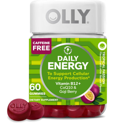 Olly, Soporte para la actividad física, sin cafeína, sabor frutas tropicales. 60 gomitas