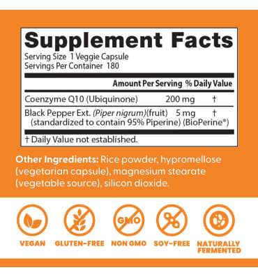 Doctor's Best High Absorption CoQ10 200mg with BioPerine. 180 Vcaps