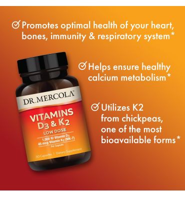 Vitamina D3 (1,000 IU) y K2 (45 mcg). 30 caps.