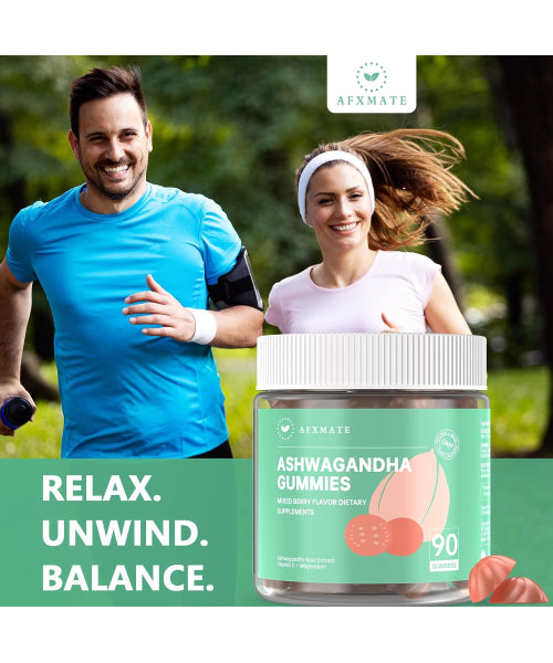 AFXMATE, Ashwagandha con Magnesio sabor Moras.  90 gomitas