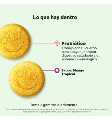 OLLY, Probiotic, soporte sistema Digestivo e Inmune sabor Tropical Mango. 50 y 80 gomitas