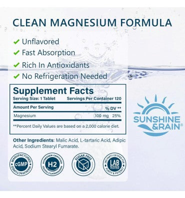 Sunshine & Rain, Tabletas de Hidrógeno Molecular (H2) con Magnesio. 2 opc