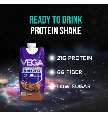 Vega Sport, Proteína Vegana Lista para Tomar sabor Chocolate Cremoso, libre de lactosa 330 ml. 12 pack