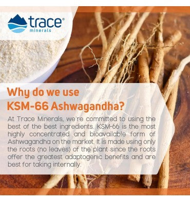 Trace Minerals, Ashwagandha 300 mg. sabor Passion Fruit. 60 gomitas