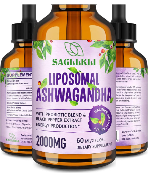 Saglikli, Extracto de Raíz de Ashwagandha con Pimienta Negra,  líquida. 60 ml.
