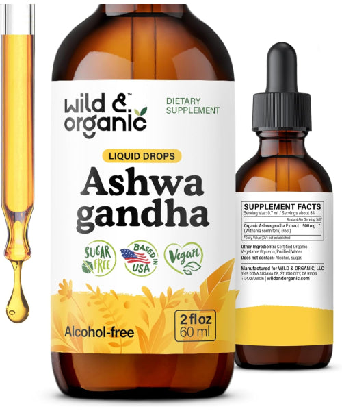 Wild & Organic, Extracto de Raíz de Ashwagandha. 60 y 120 ml