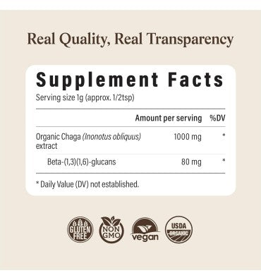 "Digestive Health"; Extracto de Hongo Chaga Orgánico. 60 gr