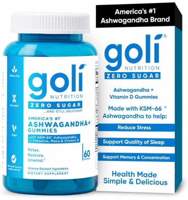 Goli, Ashwagandha KSM-66 sin Azúcar, L Theanina y Maca. 60 Gummies