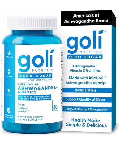 Goli, Ashwagandha sin Azúcar y Hierbas. 60 gomitas