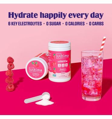 Electrolitos Veganos Sin Azúcar, Sin Calorías, sabor Frambuesa.