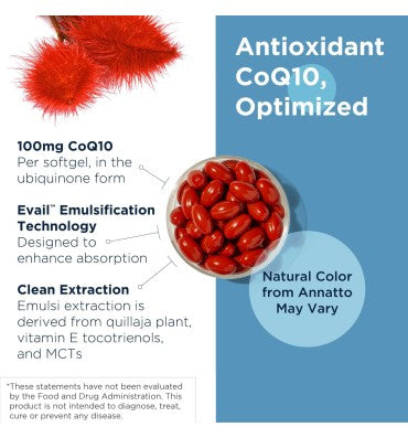 Q Evail 100 CoQ10 Ubiquinone. 60 coftgel