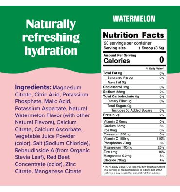 Electrolitos Veganos Sin Azúcar, Sin Calorías, sabor Sandía.
