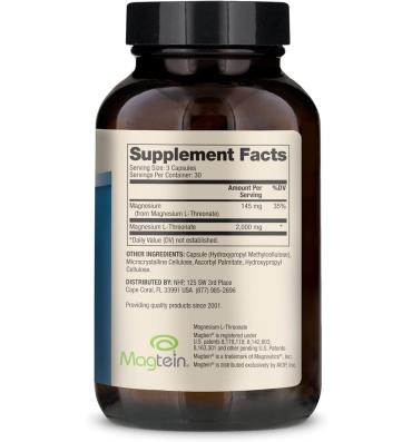 L Treonato de Magnesio, 2,000 mg. 90 caps