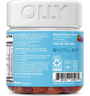 OLLY, Kids Multi and Probiotics, edades +2, sabor Berries. 70 y 100 gomitas