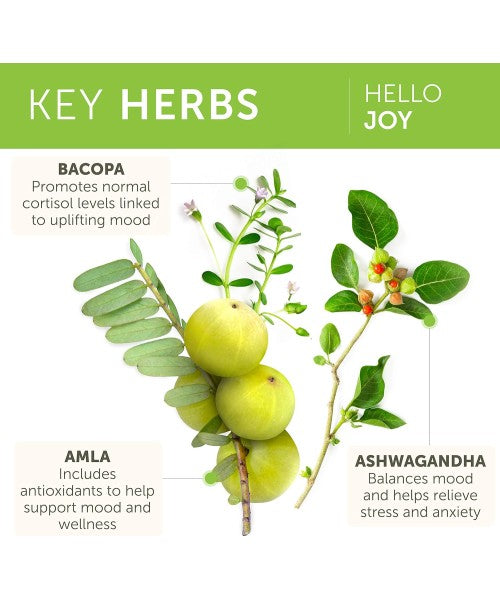 Himalaya, "Hello Joy" Ashwagandha soporte Equilibrio Emocional. 60 caps