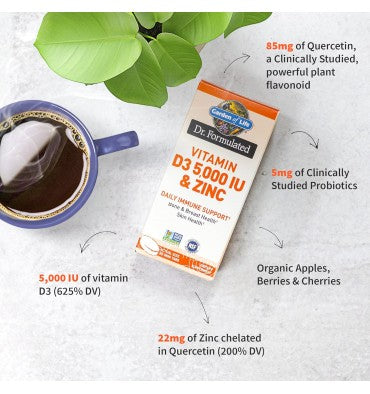 Quercetina, Vitamina D3 (5000 iu) y Zinc. 30 Vtabs