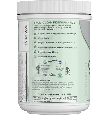 Organic Greens con Hongos, Probióticos y Vitaminas sabor Manzana. 270 gr.