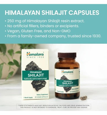 Shilajit Resin with Fulvic Acid. 60 caps