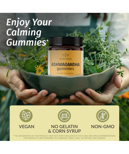 Herbamama, Ashwagandha con Pimienta Negra sabor Plátano. 90 gomitas