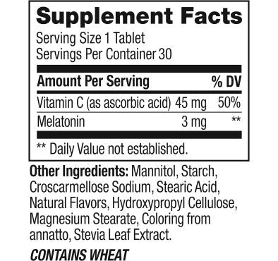 Immunity Sleep, Disuelve rápido 3 mg Melatonina, sabor Cítrico. 30 unidades