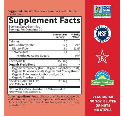 CoQ10; Salud Corazón, Energía y Antienvejecimiento. 90 gomitas