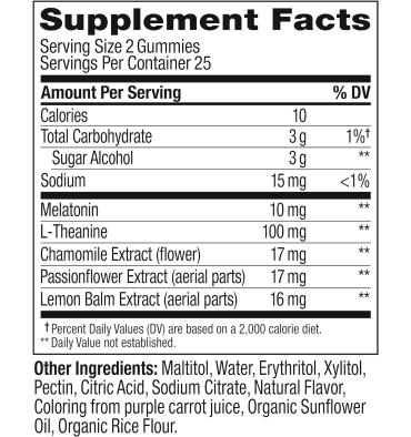 Gomitas Extra Fuerte 10 mg Melatonina, L-Teanina, Lemon Tea. 3 opc