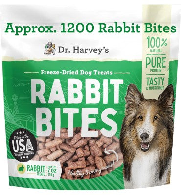 Rabbit Bites Freeze Dried Raw Dog Treats. 7 oz