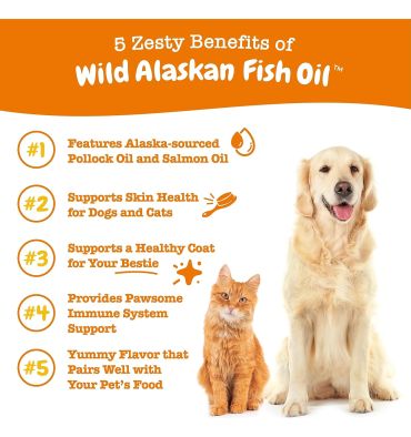 Aceite de Pescado Salvaje de Alasca Omega 3 para Perros y Gatos. 946 ml.