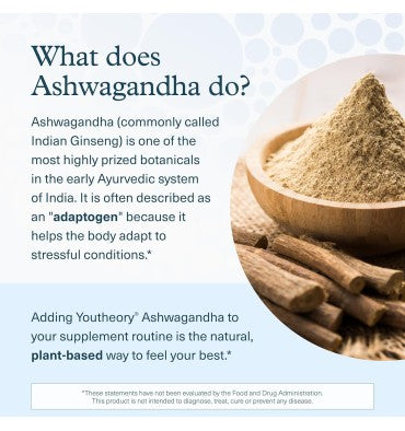 Youtheory, Ashwagandha  y Cúrcuma. 60 unidades