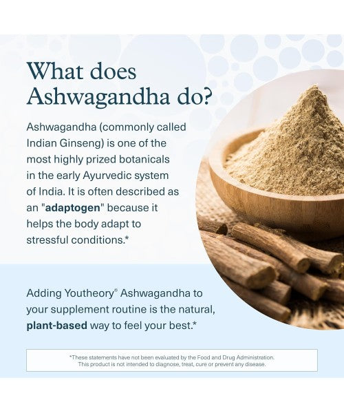 Youtheory, Ashwagandha Orgánica con KSM-66. 60 cápsulas vegetarianas