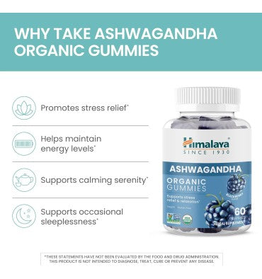 Himalaya, Ashwagandha Orgánica KSM-66 sabor Mora. 60 Gummies