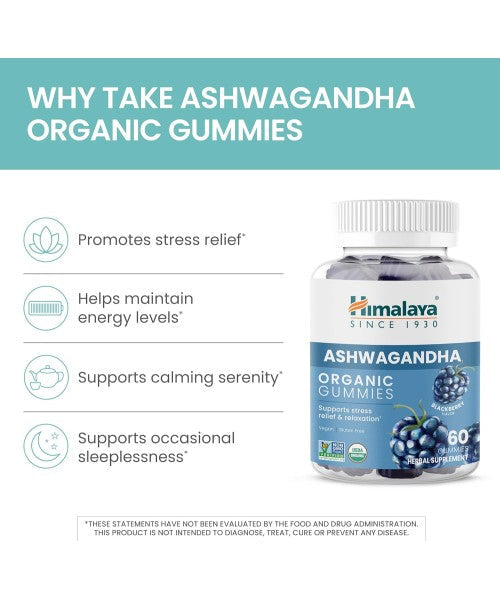 Himalaya, Ashwagandha Orgánica sabor Mora. 60 Gomitas