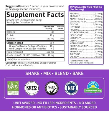 Péptidos de Colágeno adicionado con Ácido Hialurónico. 270 gr.