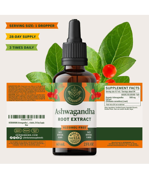 Herbamama, Raíz de Ashwagandha líquida para Mujer. 60 y 120 ml.
